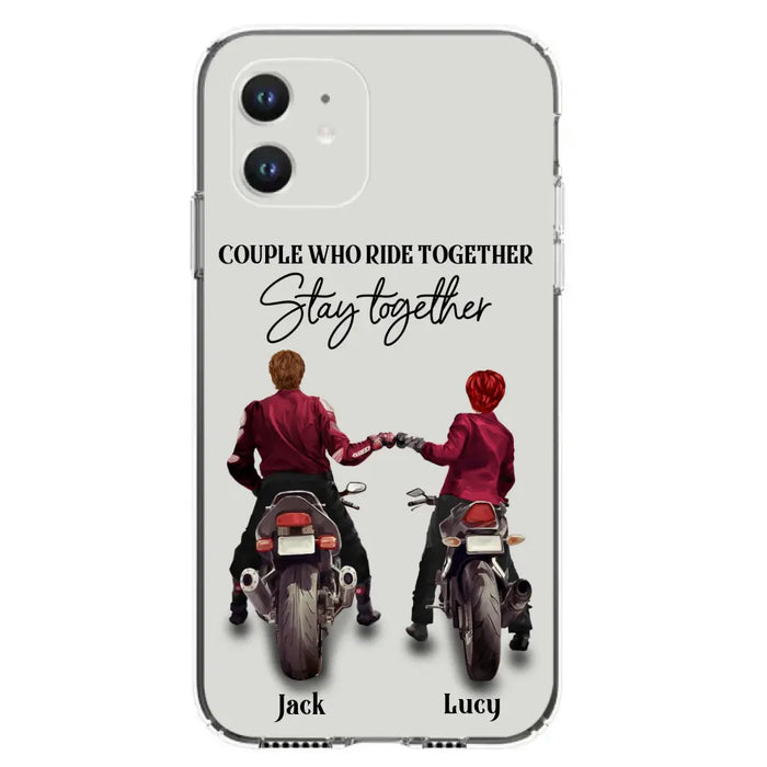 Custom Personalized Riding Couple Phone Case - Gift Idea For Couple/Valentines Day/Her/Him - Couple Who Ride Together Stay Together - Case For Iphone/Samsung