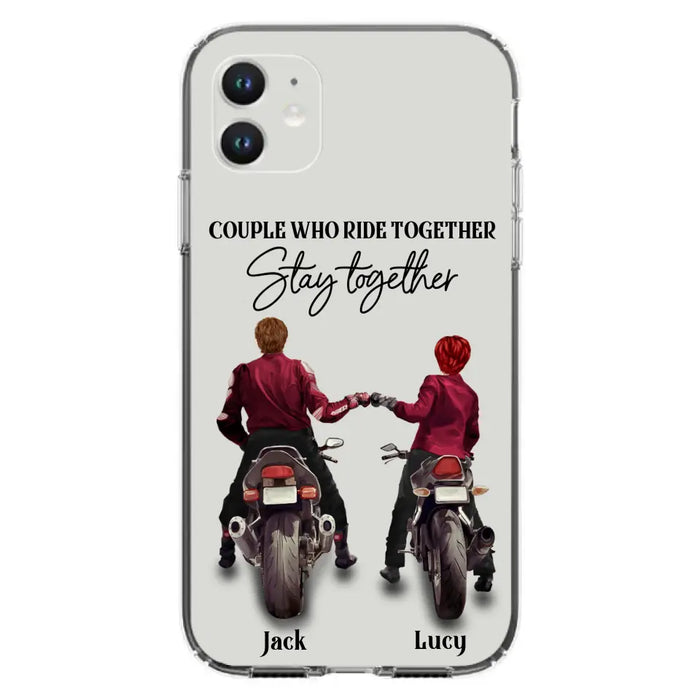 Custom Personalized Riding Couple Phone Case - Gift Idea For Couple/Valentines Day/Her/Him - Couple Who Ride Together Stay Together - Case For Iphone/Samsung