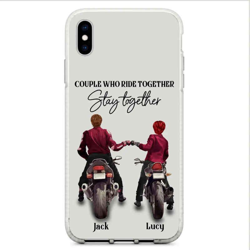 Personalized Riding Couple Phone Case - Gift Idea For Couple/Valentines Day/Her/Him - Couple Who Ride Together Stay Together - Case For Iphone/Samsung