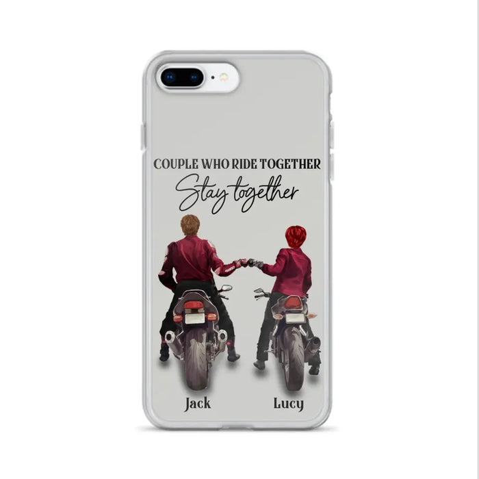 Custom Personalized Riding Couple Phone Case - Gift Idea For Couple/Valentines Day/Her/Him - Couple Who Ride Together Stay Together - Case For Iphone/Samsung