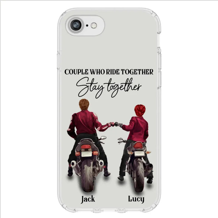 Custom Personalized Riding Couple Phone Case - Gift Idea For Couple/Valentines Day/Her/Him - Couple Who Ride Together Stay Together - Case For Iphone/Samsung