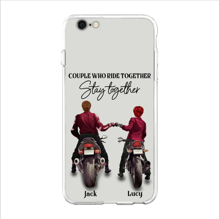 Custom Personalized Riding Couple Phone Case - Gift Idea For Couple/Valentines Day/Her/Him - Couple Who Ride Together Stay Together - Case For Iphone/Samsung