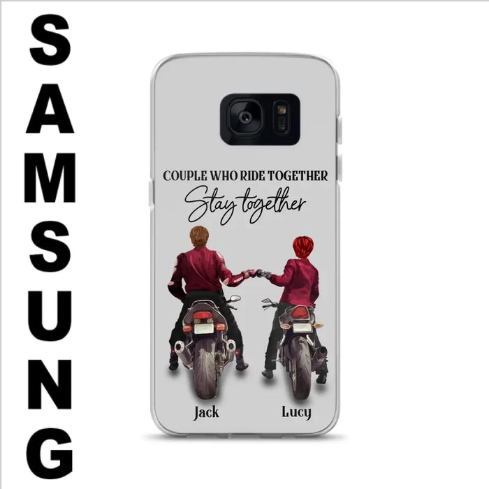 Custom Personalized Riding Couple Phone Case - Gift Idea For Couple/Valentines Day/Her/Him - Couple Who Ride Together Stay Together - Case For Iphone/Samsung