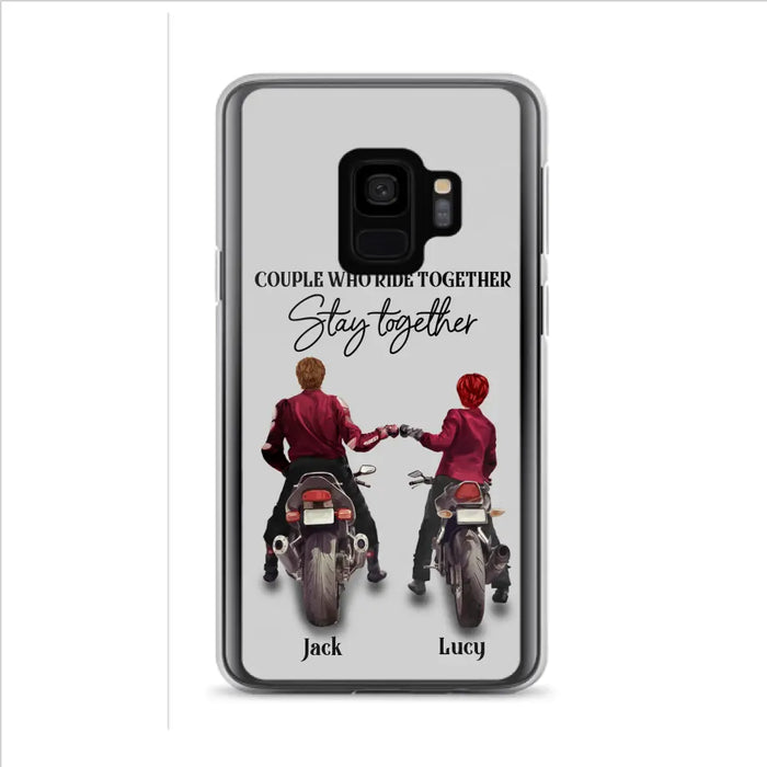 Custom Personalized Riding Couple Phone Case - Gift Idea For Couple/Valentines Day/Her/Him - Couple Who Ride Together Stay Together - Case For Iphone/Samsung