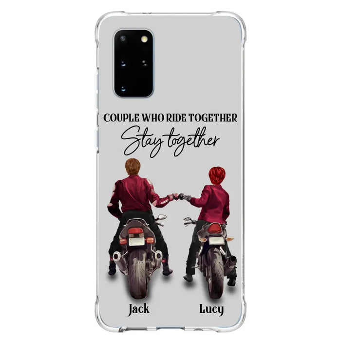 Custom Personalized Riding Couple Phone Case - Gift Idea For Couple/Valentines Day/Her/Him - Couple Who Ride Together Stay Together - Case For Iphone/Samsung