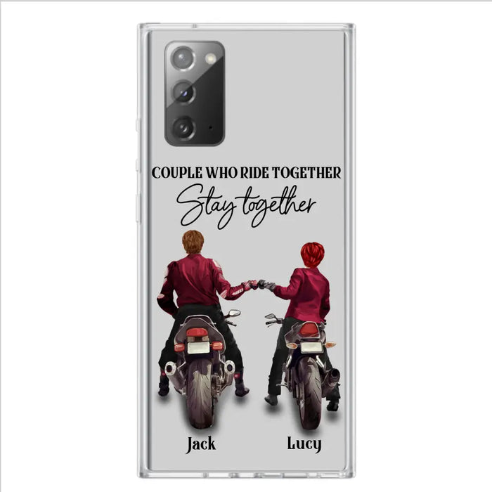 Custom Personalized Riding Couple Phone Case - Gift Idea For Couple/Valentines Day/Her/Him - Couple Who Ride Together Stay Together - Case For Iphone/Samsung