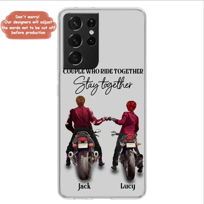 Custom Personalized Riding Couple Phone Case - Gift Idea For Couple/Valentines Day/Her/Him - Couple Who Ride Together Stay Together - Case For Iphone/Samsung