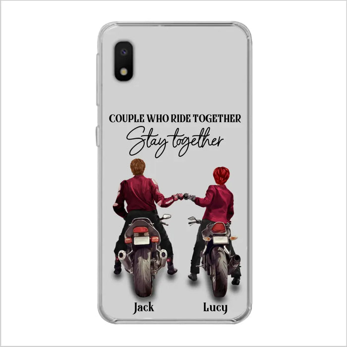 Custom Personalized Riding Couple Phone Case - Gift Idea For Couple/Valentines Day/Her/Him - Couple Who Ride Together Stay Together - Case For Iphone/Samsung