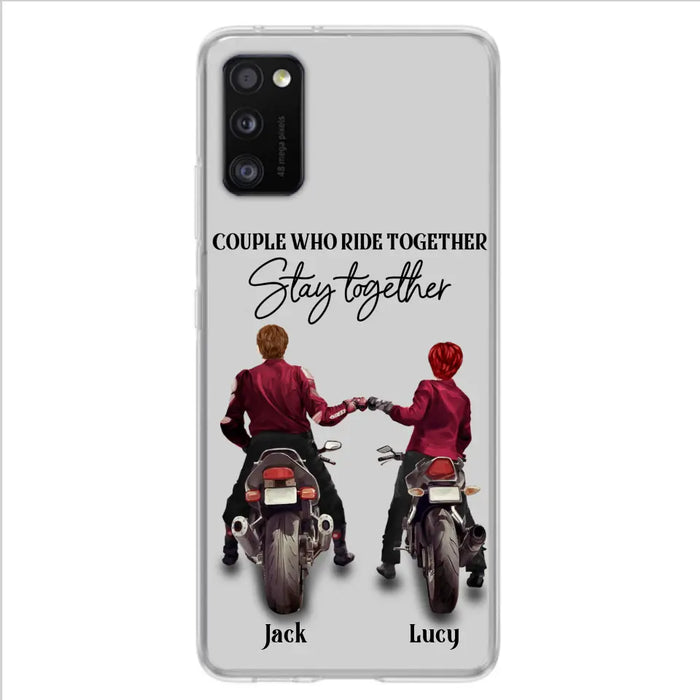 Custom Personalized Riding Couple Phone Case - Gift Idea For Couple/Valentines Day/Her/Him - Couple Who Ride Together Stay Together - Case For Iphone/Samsung