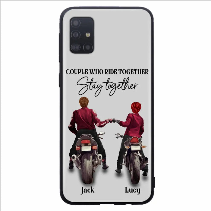 Custom Personalized Riding Couple Phone Case - Gift Idea For Couple/Valentines Day/Her/Him - Couple Who Ride Together Stay Together - Case For Iphone/Samsung