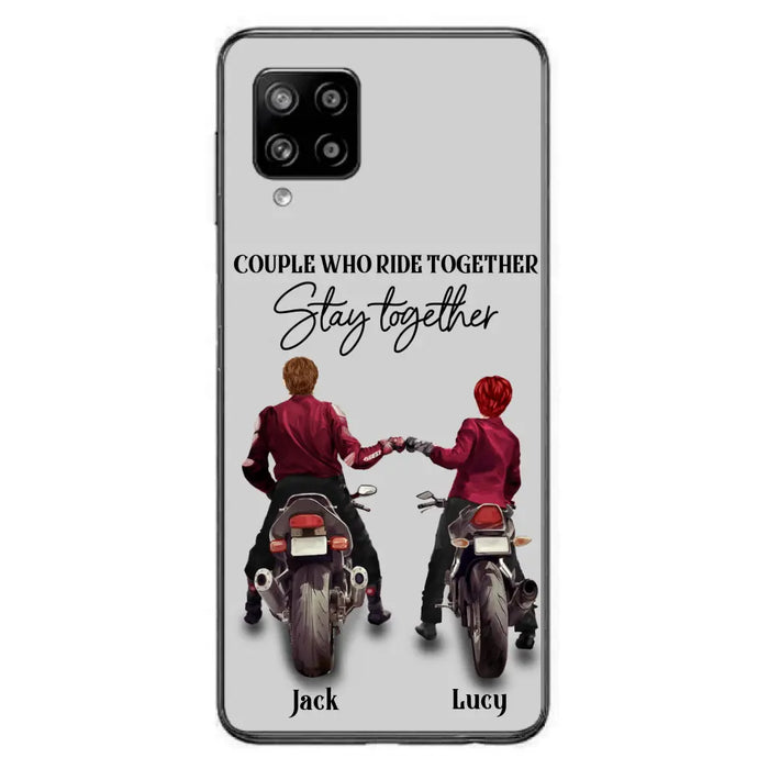 Custom Personalized Riding Couple Phone Case - Gift Idea For Couple/Valentines Day/Her/Him - Couple Who Ride Together Stay Together - Case For Iphone/Samsung