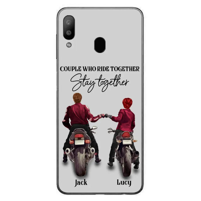 Custom Personalized Riding Couple Phone Case - Gift Idea For Couple/Valentines Day/Her/Him - Couple Who Ride Together Stay Together - Case For Iphone/Samsung