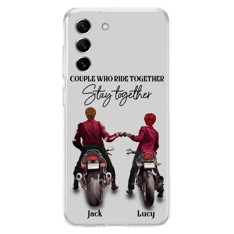 Personalized Riding Couple Phone Case - Gift Idea For Couple/Valentines Day/Her/Him - Couple Who Ride Together Stay Together - Case For Iphone/Samsung