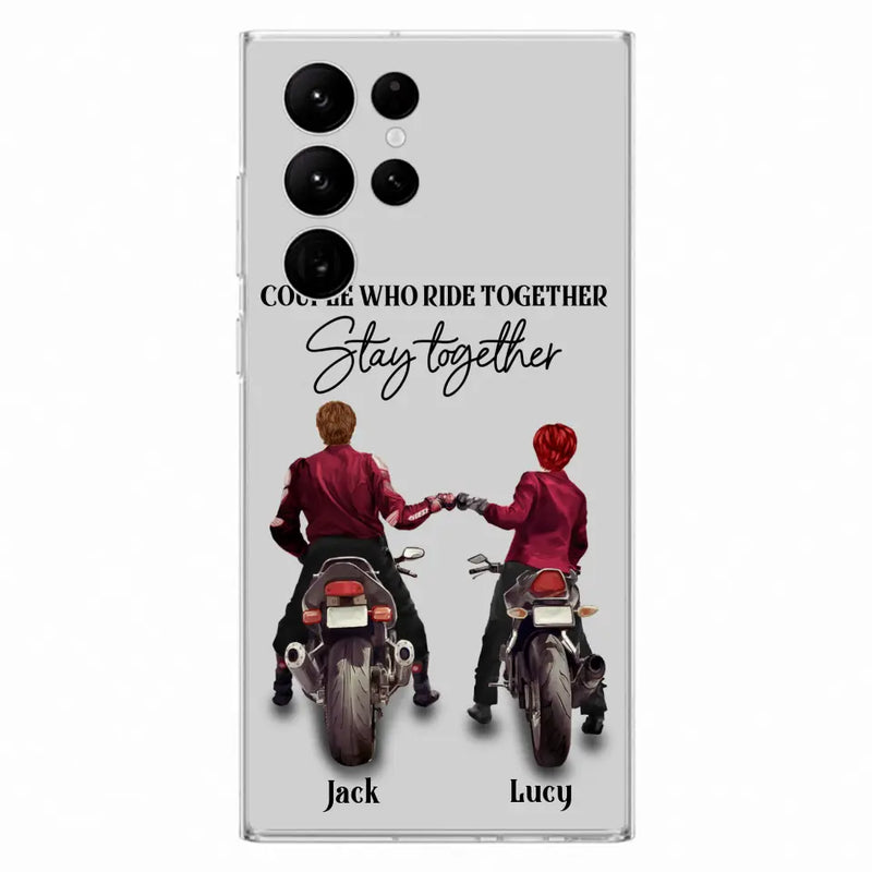 Personalized Riding Couple Phone Case - Gift Idea For Couple/Valentines Day/Her/Him - Couple Who Ride Together Stay Together - Case For Iphone/Samsung
