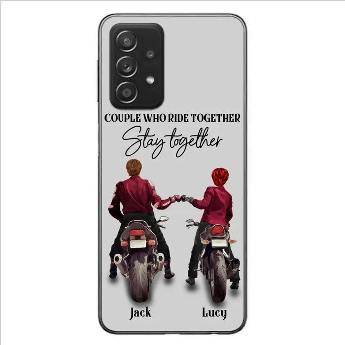 Custom Personalized Riding Couple Phone Case - Gift Idea For Couple/Valentines Day/Her/Him - Couple Who Ride Together Stay Together - Case For Iphone/Samsung