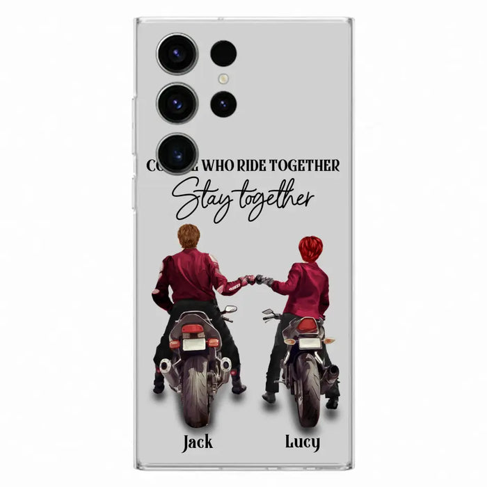 Custom Personalized Riding Couple Phone Case - Gift Idea For Couple/Valentines Day/Her/Him - Couple Who Ride Together Stay Together - Case For Iphone/Samsung