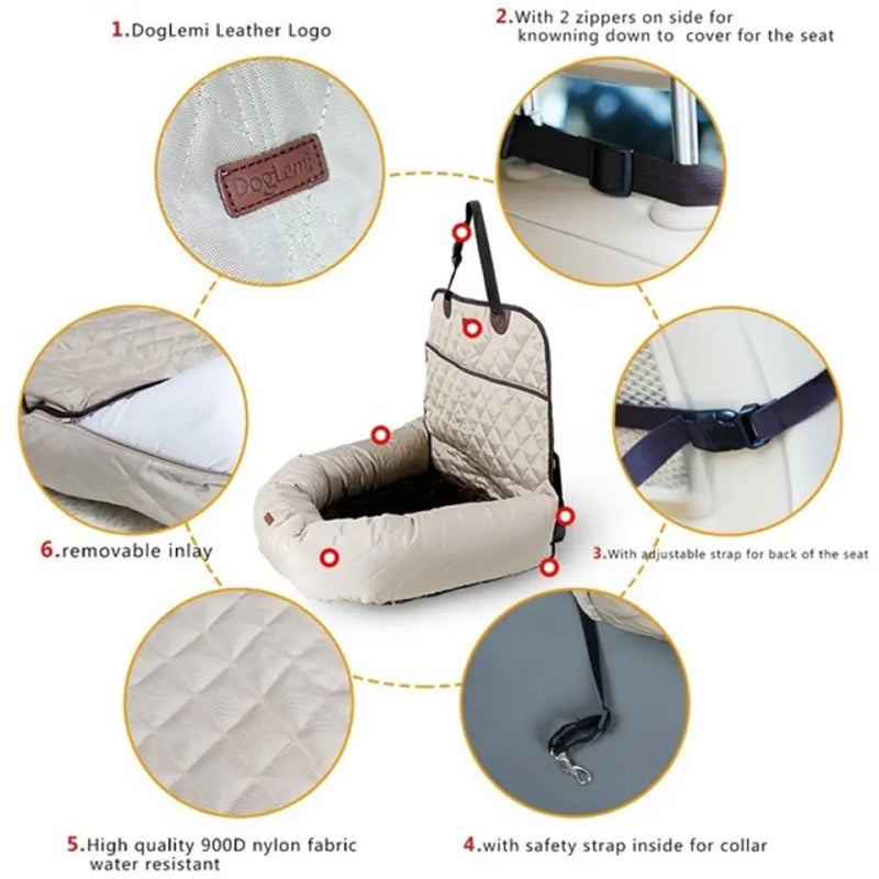 Personalized 2 In 1 Pet Dog Carrier Folding Car Seat Pad - Gift Idea For Pet Owner