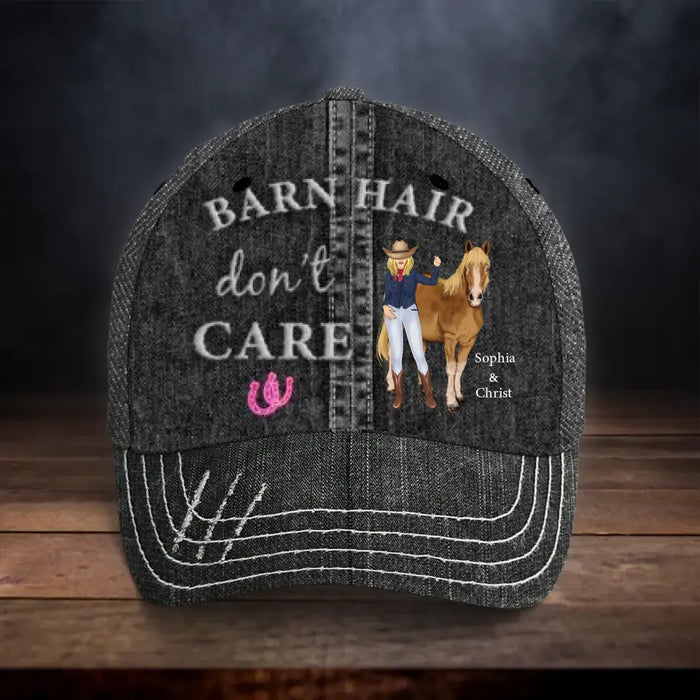 Custom Personalized Horse Girl Baseball Cap - Gift Idea For Horse Lover - Barn Hair Don't Care