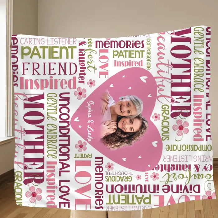 Custom Personalized Mom & Daughter Photo Quilt/ Single Layer Fleece Blanket - Upload Photo - Gift Idea For Mother/Daughter - Unconditional Love