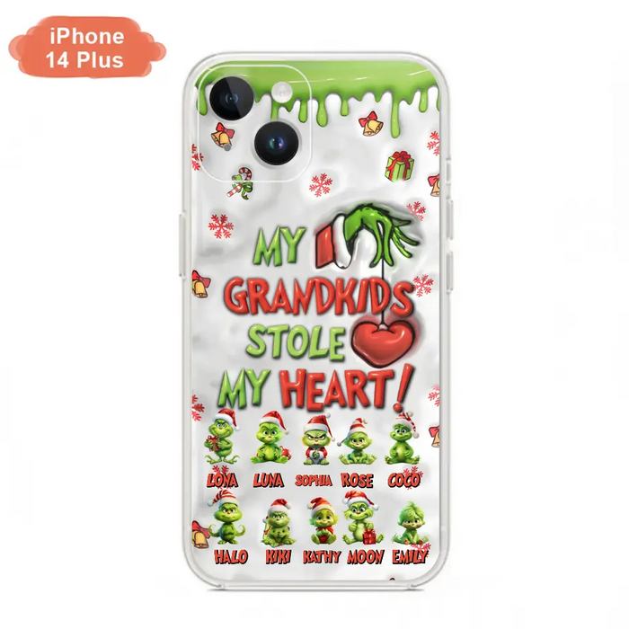 Custom Personalized Christmas Mama Grandkid Phone Case - Gift Idea For Grandkids - Upto 10 Kids - My Grandkids Stole My Heart - Case For iPhone/Samsung