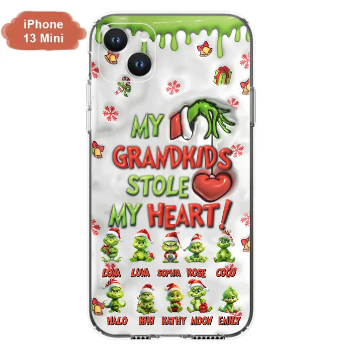 Custom Personalized Christmas Mama Grandkid Phone Case - Gift Idea For Grandkids - Upto 10 Kids - My Grandkids Stole My Heart - Case For iPhone/Samsung