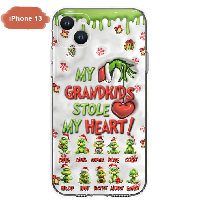 Custom Personalized Christmas Mama Grandkid Phone Case - Gift Idea For Grandkids - Upto 10 Kids - My Grandkids Stole My Heart - Case For iPhone/Samsung