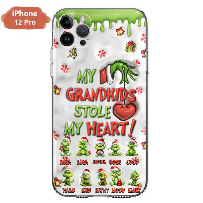 Custom Personalized Christmas Mama Grandkid Phone Case - Gift Idea For Grandkids - Upto 10 Kids - My Grandkids Stole My Heart - Case For iPhone/Samsung