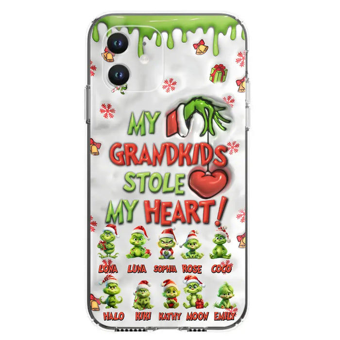 Custom Personalized Christmas Mama Grandkid Phone Case - Gift Idea For Grandkids - Upto 10 Kids - My Grandkids Stole My Heart - Case For iPhone/Samsung