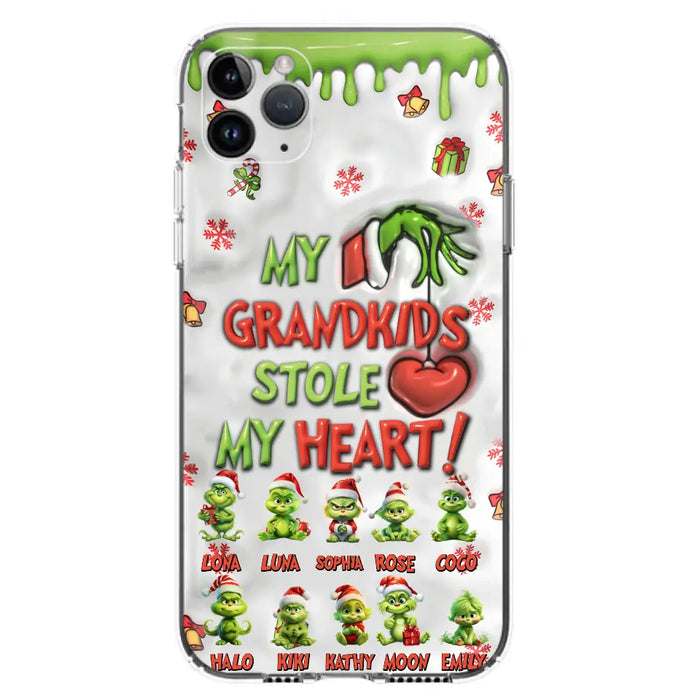 Custom Personalized Christmas Mama Grandkid Phone Case - Gift Idea For Grandkids - Upto 10 Kids - My Grandkids Stole My Heart - Case For iPhone/Samsung