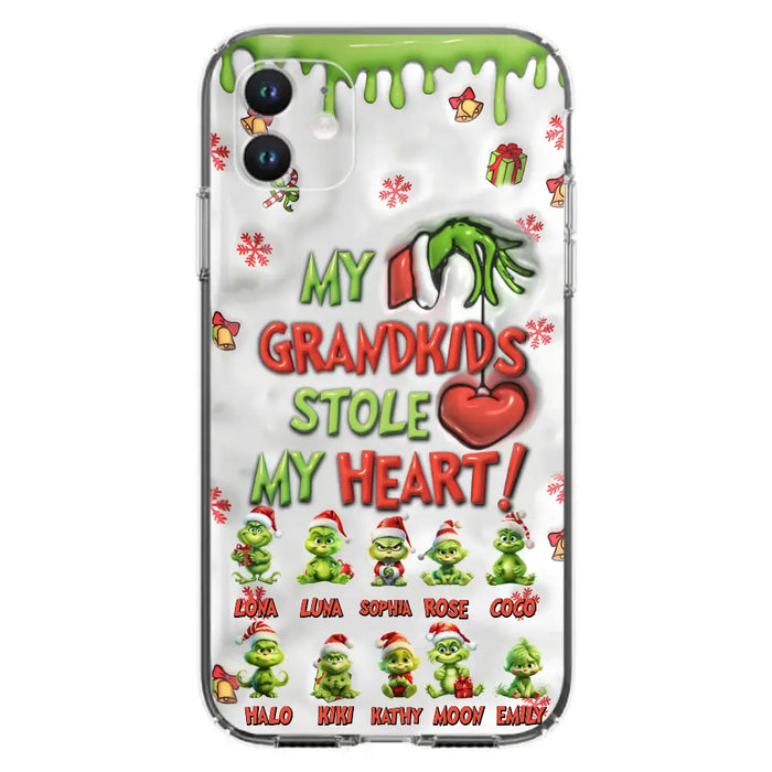 Custom Personalized Christmas Mama Grandkid Phone Case - Gift Idea For Grandkids - Upto 10 Kids - My Grandkids Stole My Heart - Case For iPhone/Samsung