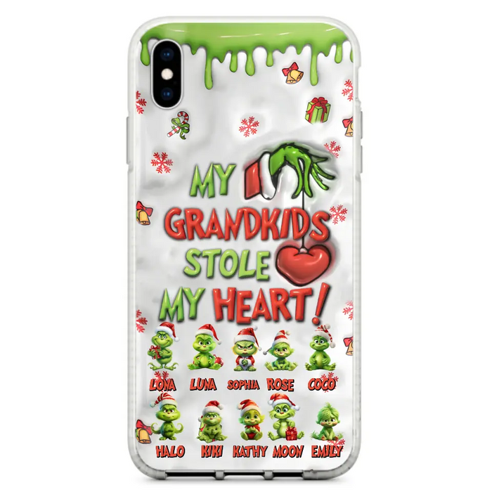 Custom Personalized Christmas Mama Grandkid Phone Case - Gift Idea For Grandkids - Upto 10 Kids - My Grandkids Stole My Heart - Case For iPhone/Samsung