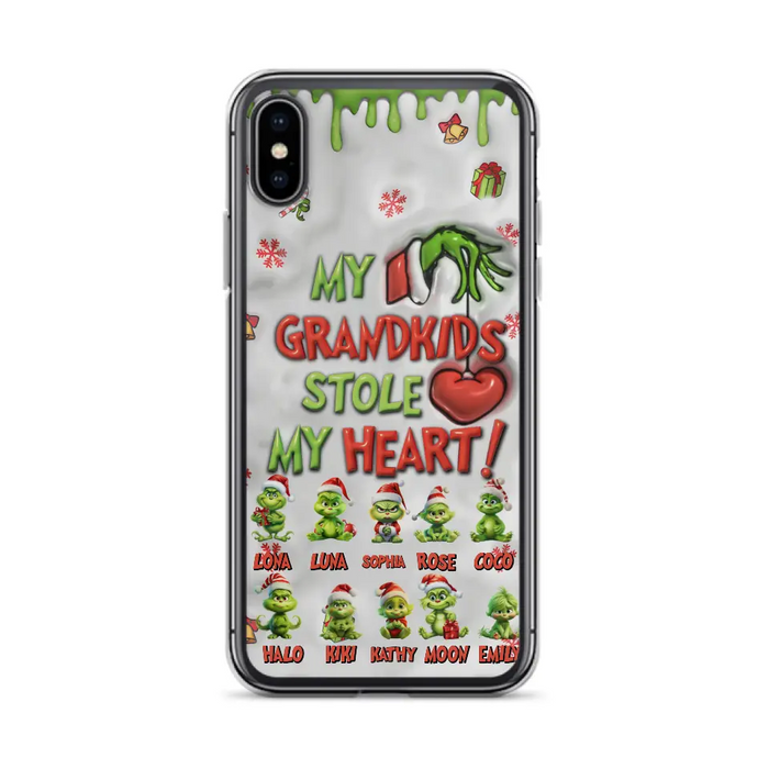 Custom Personalized Christmas Mama Grandkid Phone Case - Gift Idea For Grandkids - Upto 10 Kids - My Grandkids Stole My Heart - Case For iPhone/Samsung