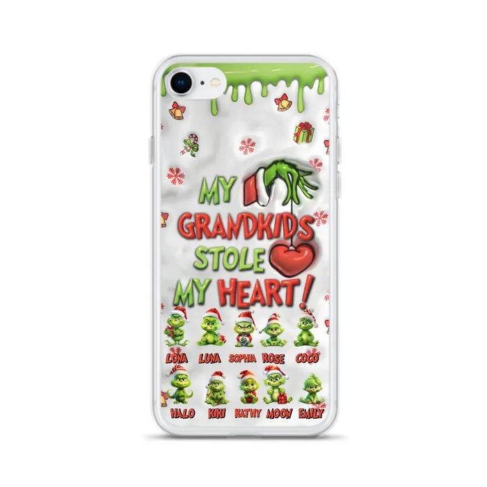 Custom Personalized Christmas Mama Grandkid Phone Case - Gift Idea For Grandkids - Upto 10 Kids - My Grandkids Stole My Heart - Case For iPhone/Samsung