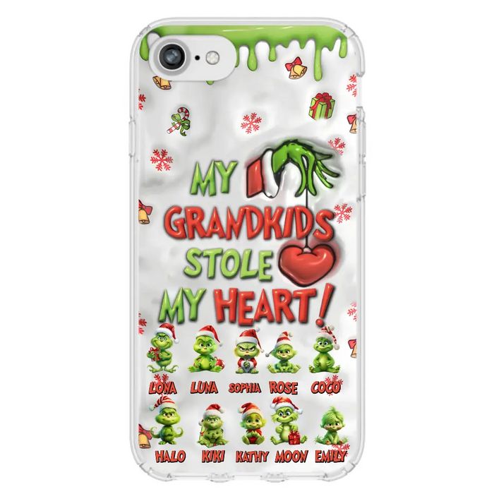 Custom Personalized Christmas Mama Grandkid Phone Case - Gift Idea For Grandkids - Upto 10 Kids - My Grandkids Stole My Heart - Case For iPhone/Samsung