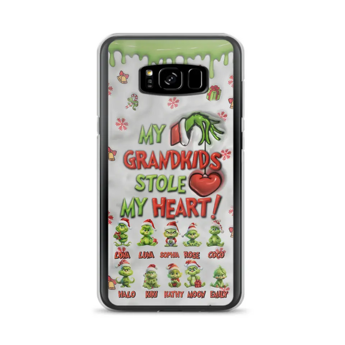 Custom Personalized Christmas Mama Grandkid Phone Case - Gift Idea For Grandkids - Upto 10 Kids - My Grandkids Stole My Heart - Case For iPhone/Samsung