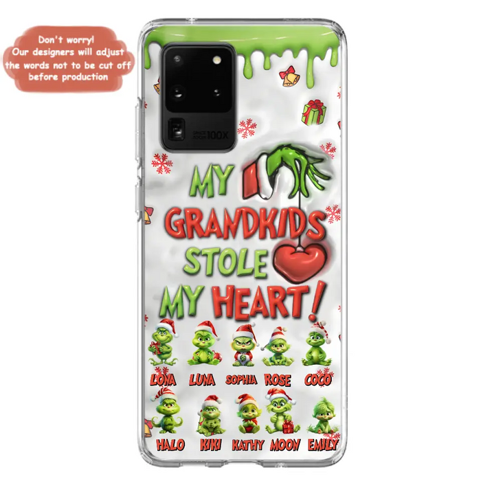 Custom Personalized Christmas Mama Grandkid Phone Case - Gift Idea For Grandkids - Upto 10 Kids - My Grandkids Stole My Heart - Case For iPhone/Samsung