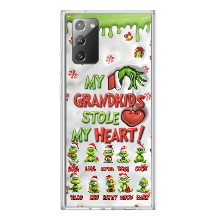 Custom Personalized Christmas Mama Grandkid Phone Case - Gift Idea For Grandkids - Upto 10 Kids - My Grandkids Stole My Heart - Case For iPhone/Samsung