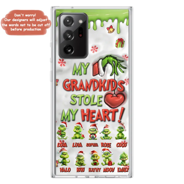 Custom Personalized Christmas Mama Grandkid Phone Case - Gift Idea For Grandkids - Upto 10 Kids - My Grandkids Stole My Heart - Case For iPhone/Samsung