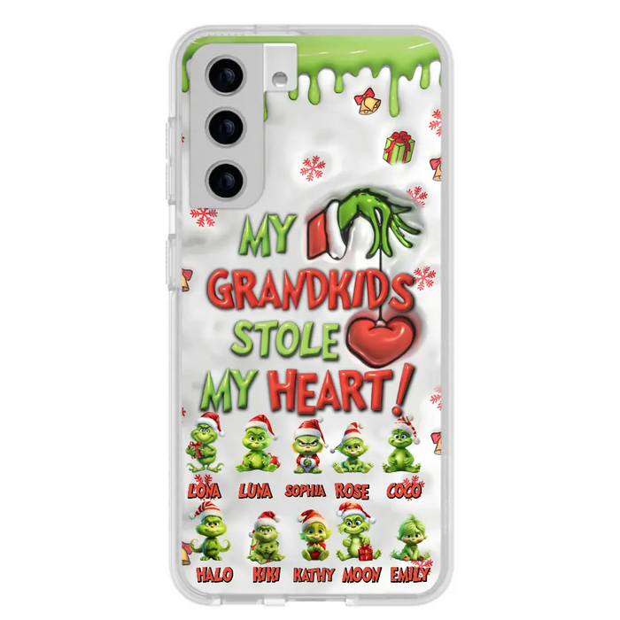 Custom Personalized Christmas Mama Grandkid Phone Case - Gift Idea For Grandkids - Upto 10 Kids - My Grandkids Stole My Heart - Case For iPhone/Samsung