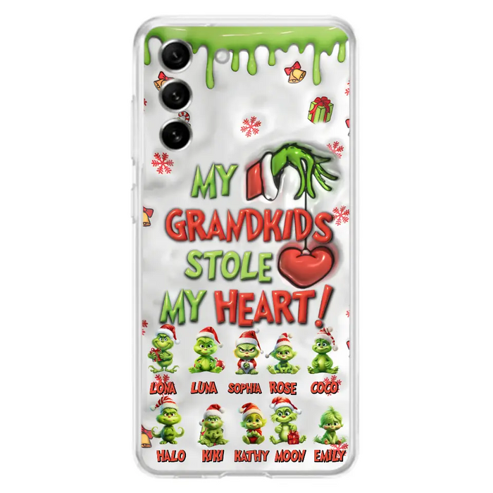 Custom Personalized Christmas Mama Grandkid Phone Case - Gift Idea For Grandkids - Upto 10 Kids - My Grandkids Stole My Heart - Case For iPhone/Samsung