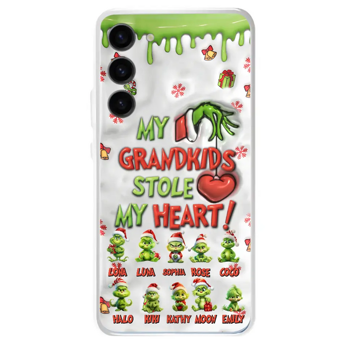 Custom Personalized Christmas Mama Grandkid Phone Case - Gift Idea For Grandkids - Upto 10 Kids - My Grandkids Stole My Heart - Case For iPhone/Samsung