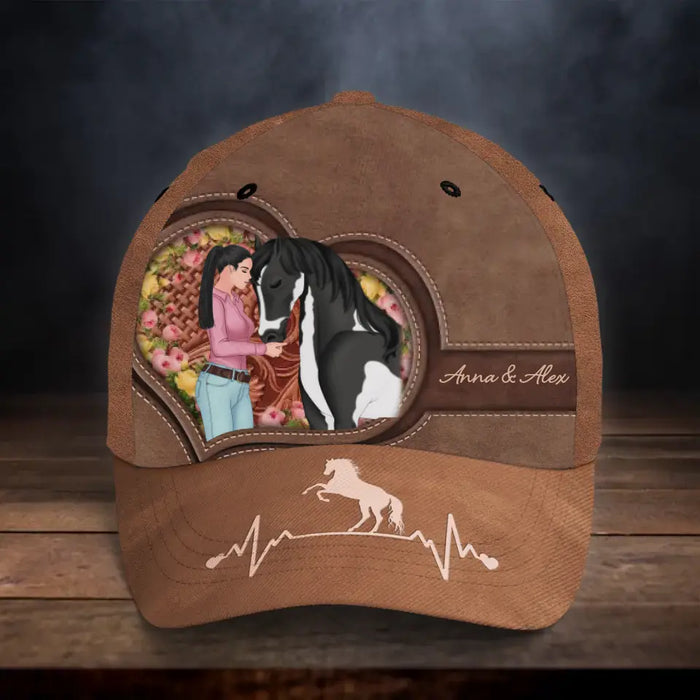 Custom Personalized Girl And Horse Classic Cap - Gift Idea For Horse Lover