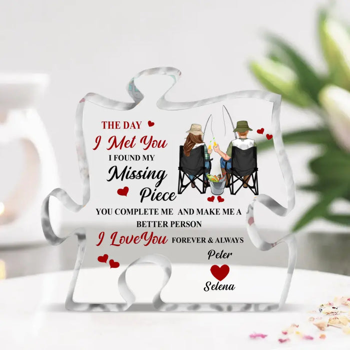 Custom Personalized Fishing Couple Acrylic Plaque - Gift For Couple/ Him/ Her - The Day I Met You