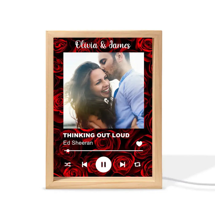 Custom Personalized Couple Favorite Song Picture Frame Light Box - Anniversary/ Valentine/ Christmas Gift Idea For Couple