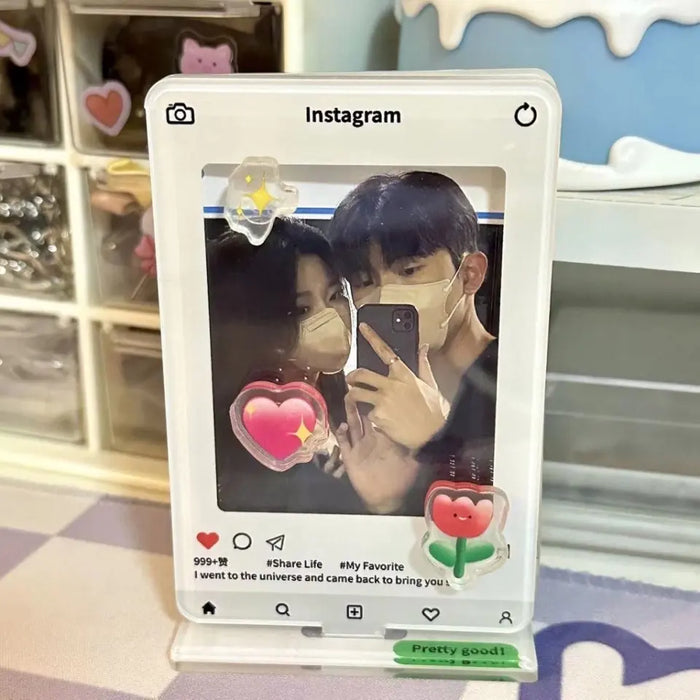 Acrylic Custom Cute Emojis Photo Frame - Gift Idea For Couple/ Him/ Her