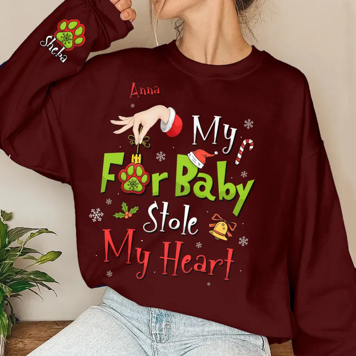 Custom Personalized Fur Mom Sweater - Christmas Gift Idea For Pet Lover - Up to 5 Pets - My Fur Babies Stole My Heart