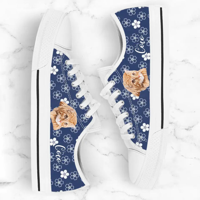 Custom Personalized Cat Photo Canvas Sneakers - Gift Idea for Cat Lovers