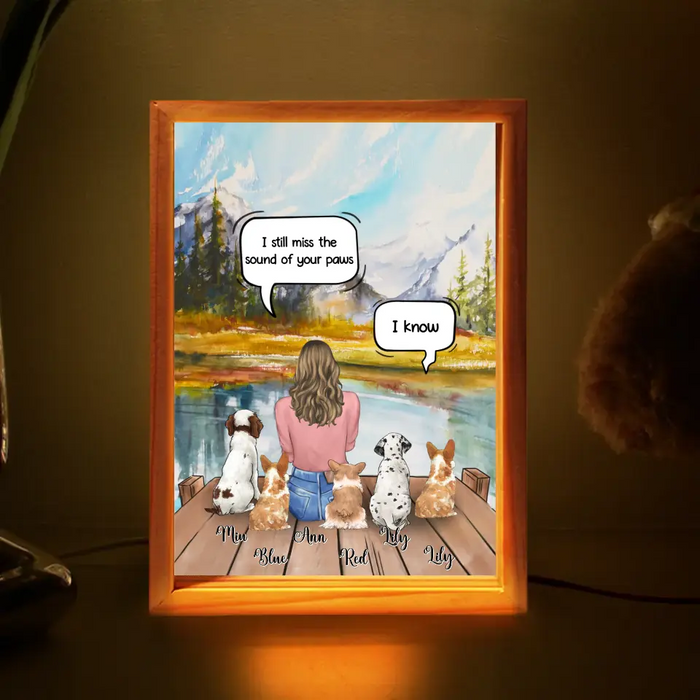 Personalized Memorial Dog Mom Frame Light Box - Gift Idea For Dog Owners/Lovers - Upto 5 Dogs - I Still Miss The Sound Of Your Paws