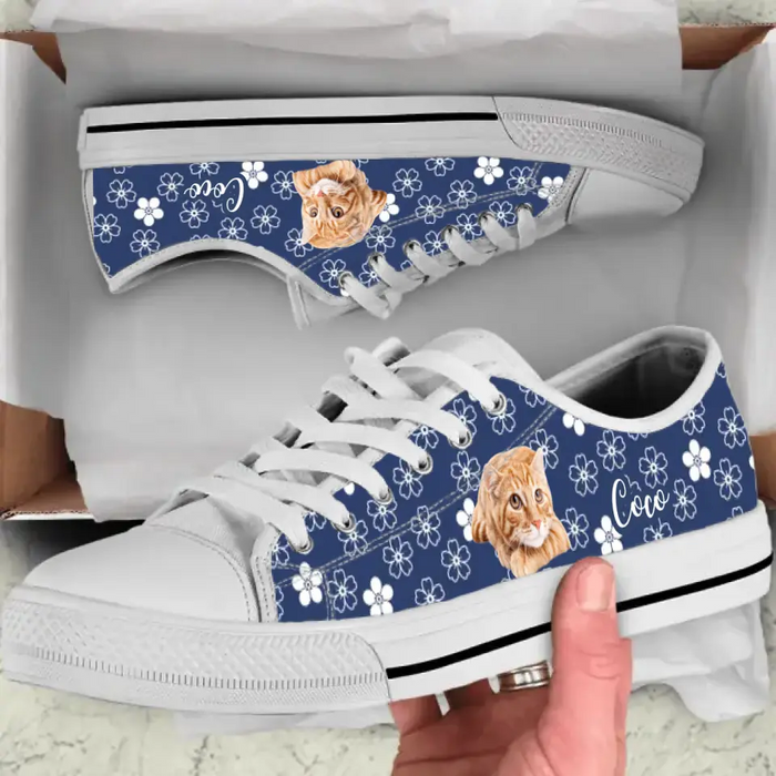 Custom Personalized Cat Photo Canvas Sneakers - Gift Idea for Cat Lovers
