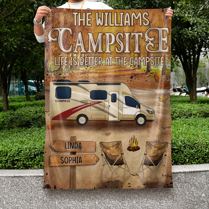 Custom Personalized Camping Flag Sign - Best Gift For Camping Lovers - Life Is Better At The Campsite